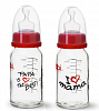Стеклянная бутылочка Премиум 120 ml антиколиковая с соской формы Дентал Мама Папа